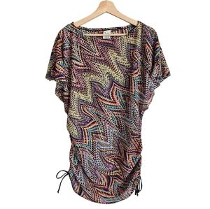 Vintage Y2k Lucky Brand Multicolor Knit Garment One Piece Swim Cover Up SIZE M